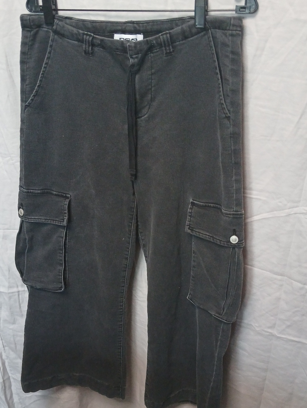RSQ Washed Charcoal Wide Leg Cargo Pants